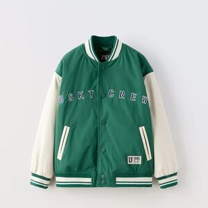 Boys Zara Green Varsity Jacket